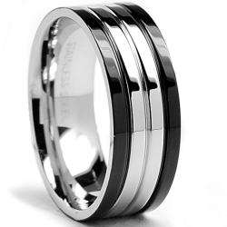   Steel Mens Two tone Wedding Band Ring (8 mm)  