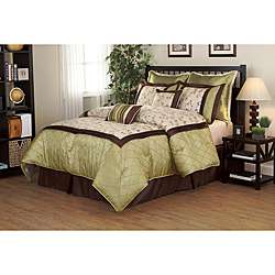 Savanna Green/ Brown 8 piece Comforter Set  