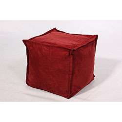 Johnni Burgundy Microfiber Bean Bag Cube Ottoman  