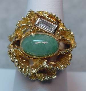 Unique Exquisite Custom Designed Jade & Diamond Ring  