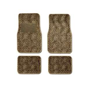  Front and Rear Animal Print Carpet Floor Mats   Cheetah 