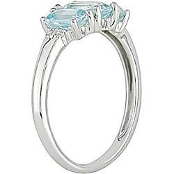 10k White Gold Blue Topaz and Diamond Accent Ring  
