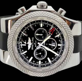 Mens Breitling Bentley GMT Chronograph Watch Black Dial A4736212 B919 