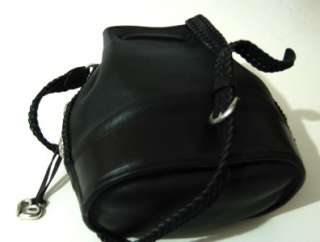 BRIGHTON Blk Leather Bucket Bag Handbag Purse 7 Concho  