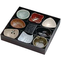 Eight piece Assorted Japanese Bowls with Wooden Gift Box   