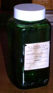 Green Owens Illinois DURAGLAS 4 Ounce Medicine Bottle  