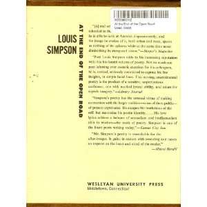  At the End of the Open Road Louis SIMPSON Books