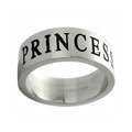 Stainless Steel Black Enamel Princess Ring 