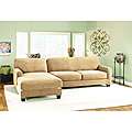 Sure Fit Pique Cream Sectional with Left hand Chase Slipcover