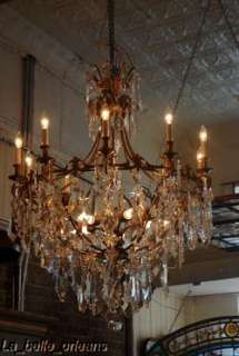 PAIR OF FRENCH CRYSTAL CHANDELIERS 15 LIGHTS.45 H.  