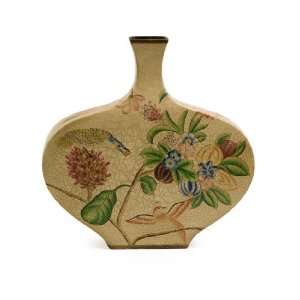   Wide Monica Antiqued Floral Design Porcelain Vase 12