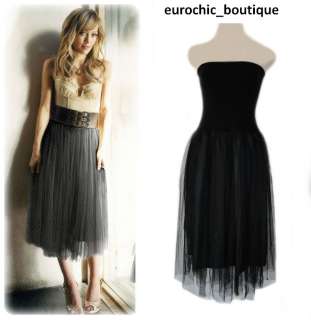   Tutu Gothic Ballet Prom Party Casual Tube Top Long Skirt Dress  