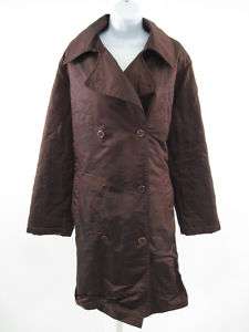 HENRI BENDEL Burgundy Brown Button Winter Coat Sz L  