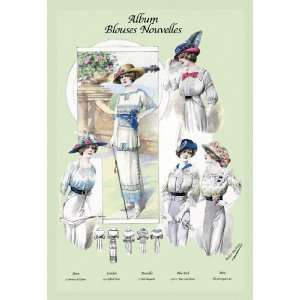Album Blouses Nouvelles Ladies in Flowered Hats 20x30 Poster Paper 