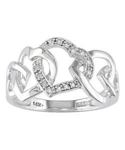 14k Gold .07ct TDW Diamond Interlocking Hearts Ring  
