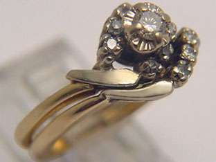   white gold, diamond engagement and diamond wedding band set. Set with