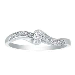    10K White Gold 11 Stone Diamond Promise Ring .09ct tw Jewelry