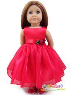 Handmade Red Party Dress fits 18 American Girl doll  