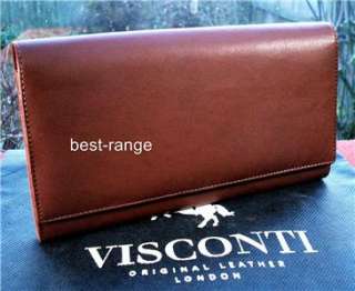 QUALITY VISCONTI XL TRAVEL PASSPORT WALLET BROWN soft REAL LEATHER 
