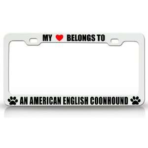 MY HEART BELONGS TO AN AMERICAN ENGLISH COONHOUND Dog Pet Steel Metal 