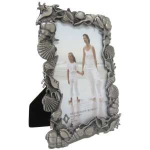   Pewter Sea Shell Patterned Picture Frame, 5 x 7 Inch