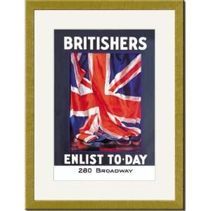   Framed/Matted Print 17x23, Britishers Enlist To Day