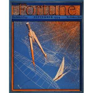 1934 September Fortune Cover Sailing Navigation Compass   Orig 