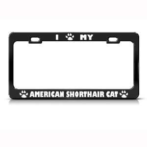 American Shorthair Cat Black Metal License Plate Frame Tag Holder