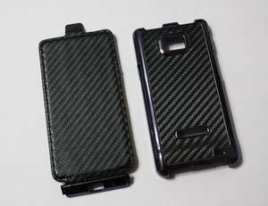 ON SALE) Black Carbon Fiber Leather Flip Hard Case For Samsung Galaxy 