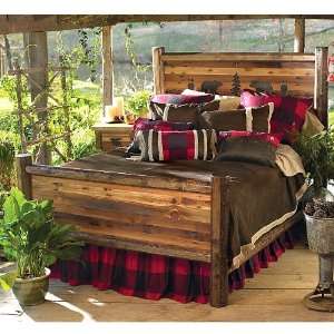 Bear Paw Barnwood Bed w/Bear Carvings   Queen  Kitchen 