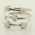   14K White Gold Diamond Cluster Spiral Vintage Fashion Ring  