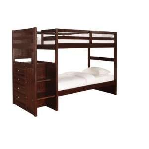  Ranch Chest End Step Twin over Twin Bunk Bed in Cappuccino 