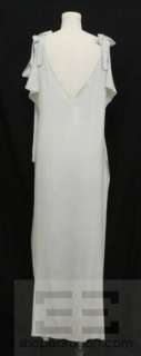   Sanchez Light Grey Silk Tie Shoulder Belted Long Nightgown Size Small