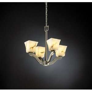 Square Shade Four Uplight Chandelier Nickel