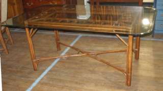 Lexington Furniture Tommy Bahama Rattan Glass Top Dining Table  