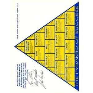  JOHN WOODEN SIGNED 8x11 PYRAMID OF SUCCESS FOR STEVE 
