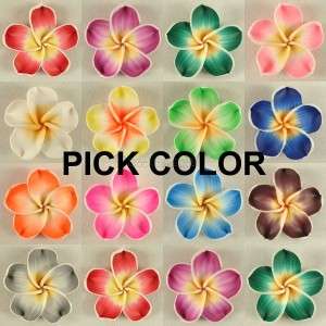 50 PCS Pick Color Polymer Clay Fimo Plumeria Flower Beads 42mm  