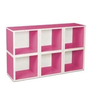  6 Stackable Open Modular Eco Storage Cubes (Pink/White 
