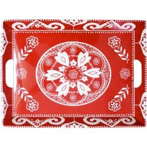   Red Flora Large Tray Le Cadeaux Melamine Dinnerware