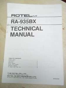 Rotel Service/Technical Manual~RA 935BX Amplifier~Original  