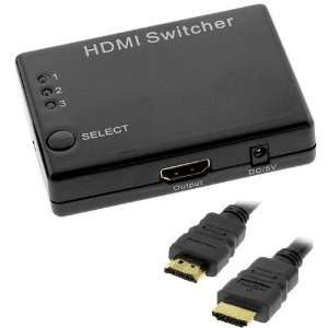  3 Port HDMI Switch 1080P with with Remote Control + 3 Pack 