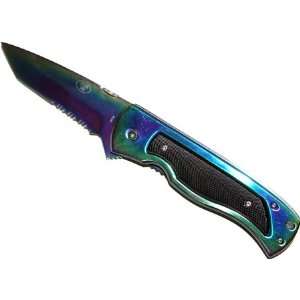   Assisted Opening Pocket Knife Rainbow Tanto Blade