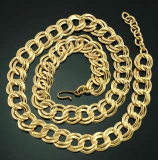   MONET Chunky Double Circle Polished Link Gold 16mm Necklace  