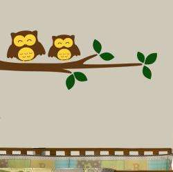 Vinyl Happy Owls on a Branch Wall Decal  
