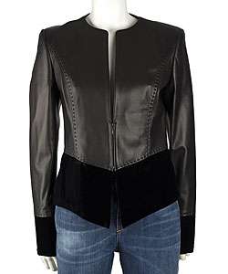 Valentino Roma Leather Jacket with Velour Trim  