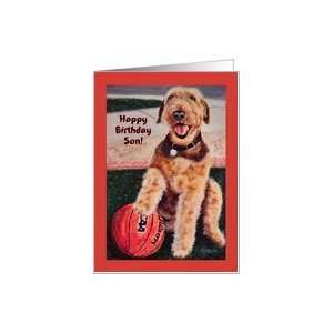  Birthday Son   Airedale Dog Basket Ball Card Toys & Games