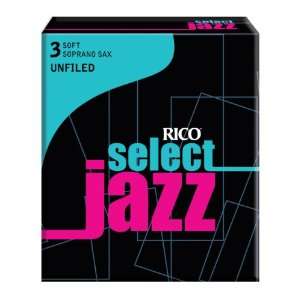  Rico Select Jazz Soprano Sax Reeds, Unfiled, Strength 3 