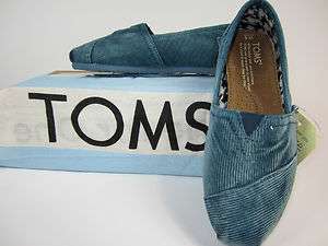 Toms Classics Teal Stone Washed Cords Corduroy Womens Shoes Blue New 