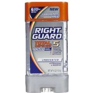 Right Guard Total Defense 5 Power Gel Antiperspirant Unscented, 4 