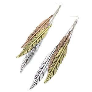   Earrings; 8L; Burnished Gold, Copper, And Silver Metal Jewelry